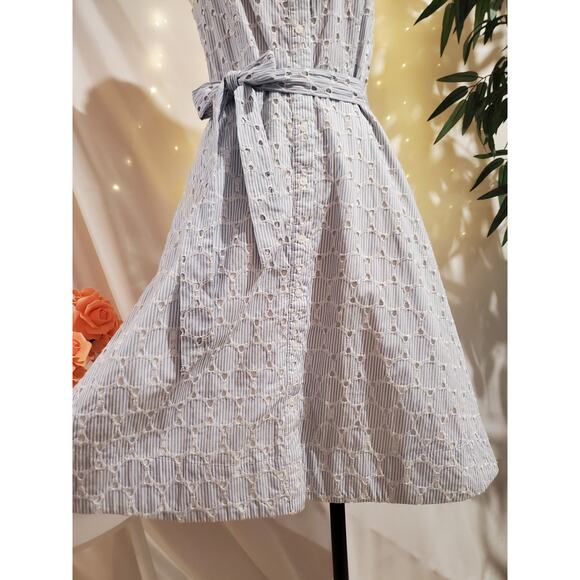 Banana Republic Eyelet Striped Button Tie Waist Convertible Sundress Size 6 - Picture 6 of 14